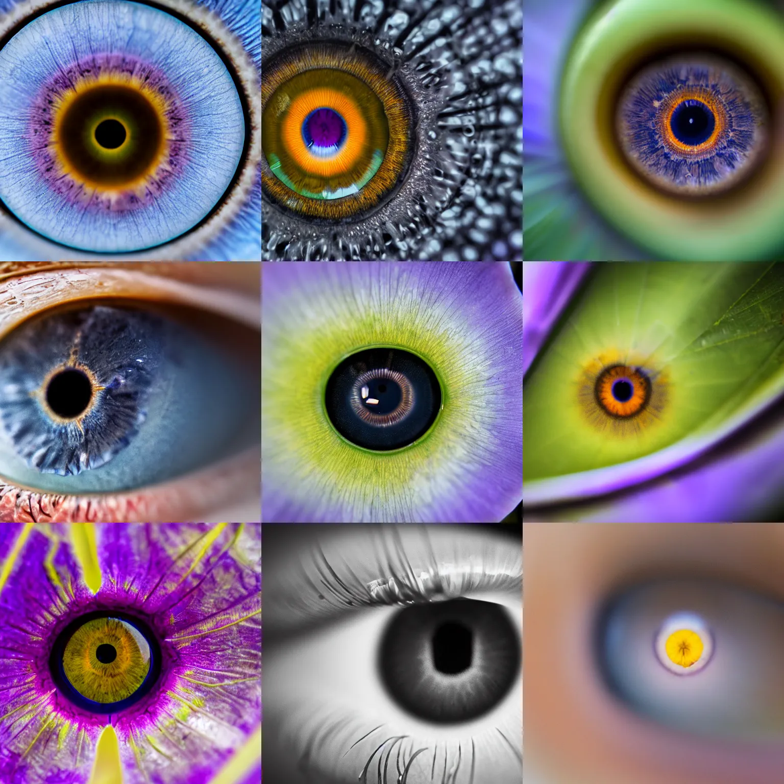 Prompt: human eye with triangular iris macro photography