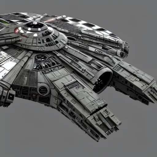 Prompt: the millennium falcon but if it was created by the mandalorians.