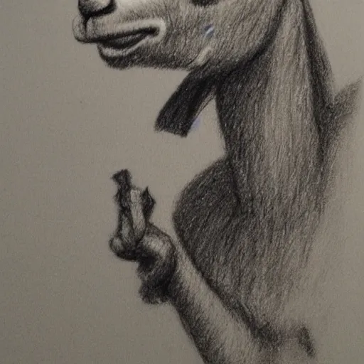Prompt: pencil sketch drawing of an anthro goat smoking a cigar, award - winning, detailed