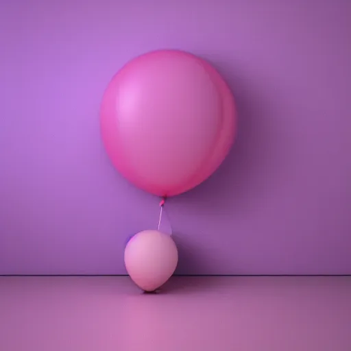 Image similar to 3D render of a pink balloon dog in a violet room