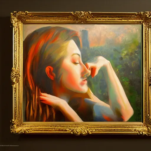 Prompt: the love of a memory, masterpiece, trending on artstation, oil on canvas