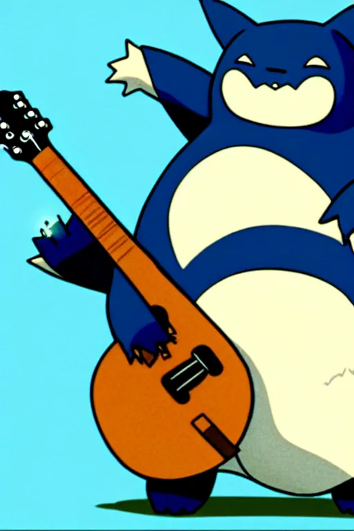 Prompt: snorlax playing guitar