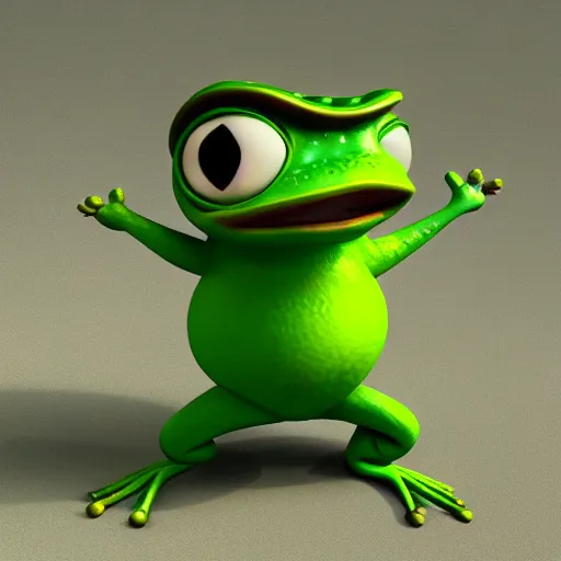 Image similar to pepe the Frog, octane render