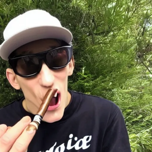 Image similar to a photo of xqc with a cigar on his mouth