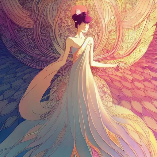 Image similar to a beautiful exquisite delicate hyperdetailed character design 4 k wallpaper illustration of a phoenix princess, victo ngai style, from china, style of studio ghibli, makoto shinkai, raphael lacoste, louis comfort tiffany, denoise, deblurring, artgerm, xision, james jean, ross tran, alphonse maria mucha, chinese style