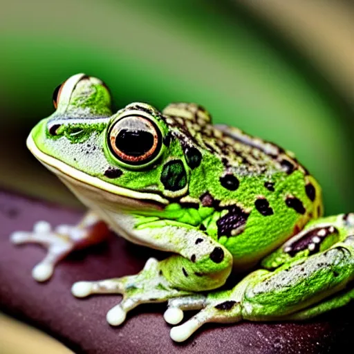 Prompt: frog in yoghurt, macro photography