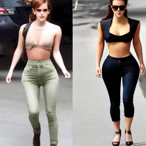 Image similar to Emma Watson with Kim Kardashian's body type