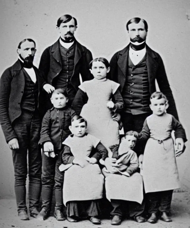 Image similar to an old photo of a family from the 1 9 th century