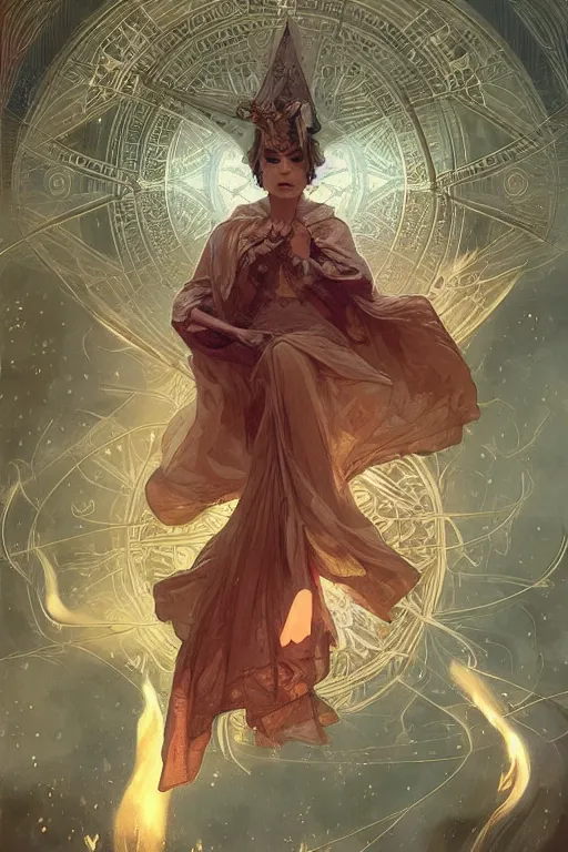 Prompt: hyperdetailed windy smoke tarot card the star in a robe. by greg rutkowski, highly detailed, digital painting, artstation, smooth, sharp focus illustration, artstation hq. intricate, elegant. art by wlop and artgerm and greg rutkowski, alphonse mucha, medium shot. dan mumford, tomokazu matsuyama, takato yamamoto