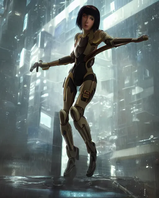 Image similar to weta disney pixar movie still portrait photo of motoko kusanagi ghost in the shell : : as cyborg woman by pixar : : by weta, wlop, ilya kuvshinov, rossdraws, artgerm, marvel, maxim cover, latex, octane render, sweaty, iridescent, bright morning, anime, liosh, mucha : :