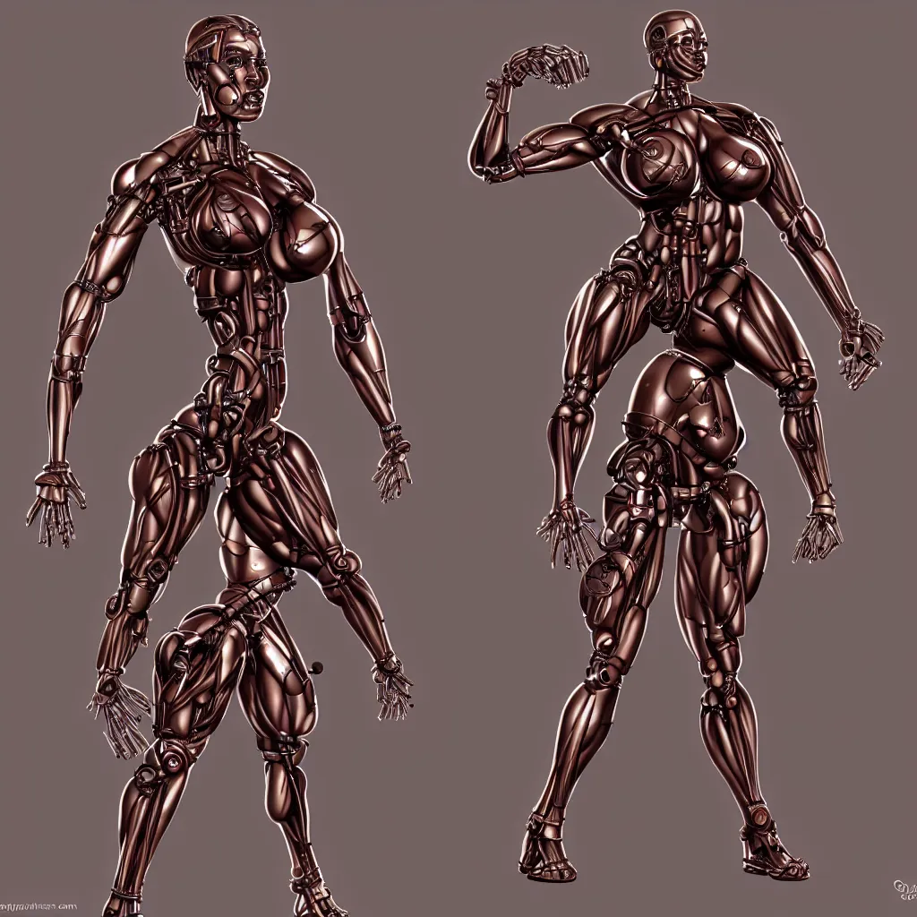 Image similar to character design, bodybuilder female terminator, open mechanical, electronics, veins, cables, rust, sparks