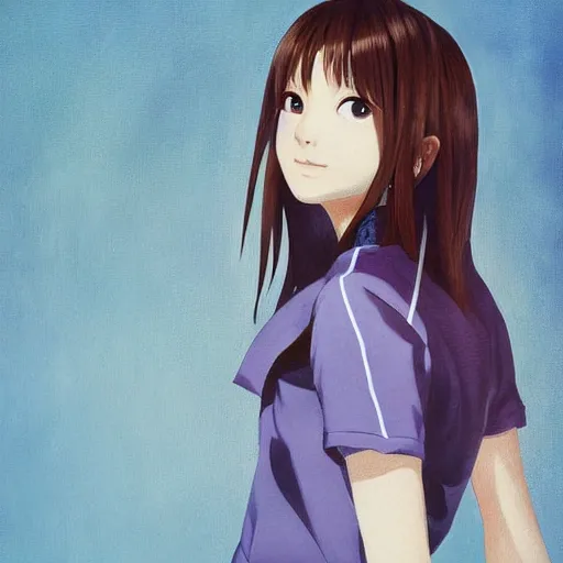 Image similar to a high detail portrait of high school girl by makoto sinkai, in simple background, CLIP STADIO, mad painting