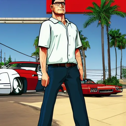 Image similar to hank hill, gta v cover art