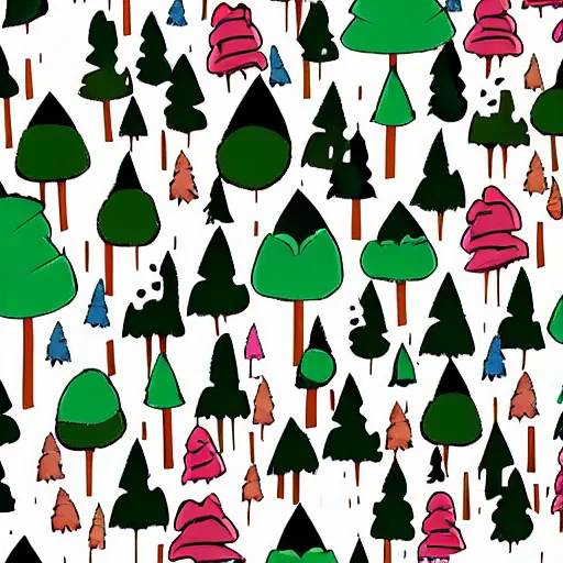 Image similar to forest of cartoon trees