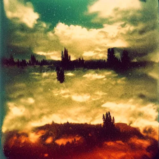 Prompt: polaroid of a surreal artsy dream scene, double exposure