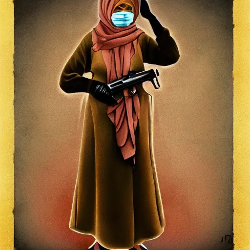 Image similar to babushka with machine gun