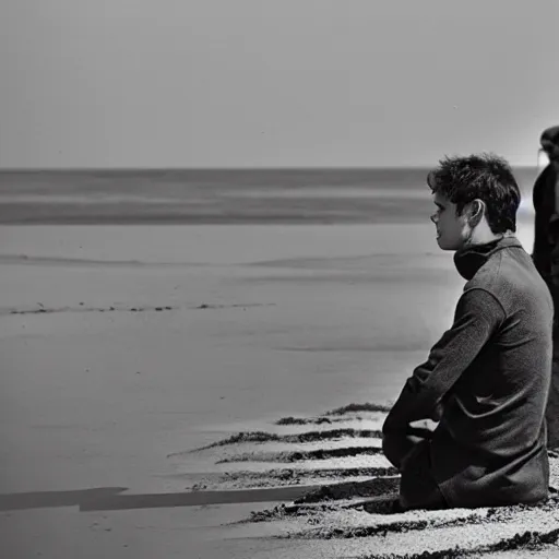 Image similar to Magnus Carlsen plays chess against the Grim Reaper on a beach, The Seventh Seal, 4k