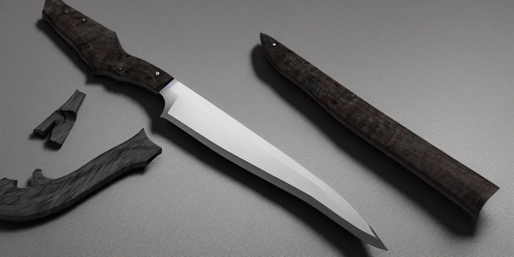 Prompt: impressive render of KA-BAR knife, octance render, max graphics, high quality, detailed, lightning, raytracing