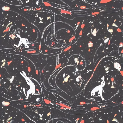 Image similar to A lost sci-fi rabbit, space rabbit, interstellar black hole, by James Jean And WLOPPRO