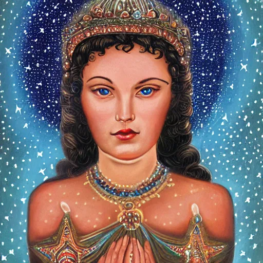 Prompt: goddess with stars in her eyes