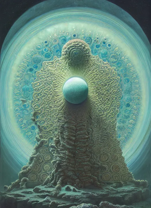 Image similar to antediluvian occult cosmology, panspermia, by robert hooke and ernst haeckel and agostino arrivabene and joaquin sorolla and martin daniel arsham, rule of thirds, vivid colours, negative space, atmospheric, digital painting, artstation, concept art, smooth, sharp focus, 4 k