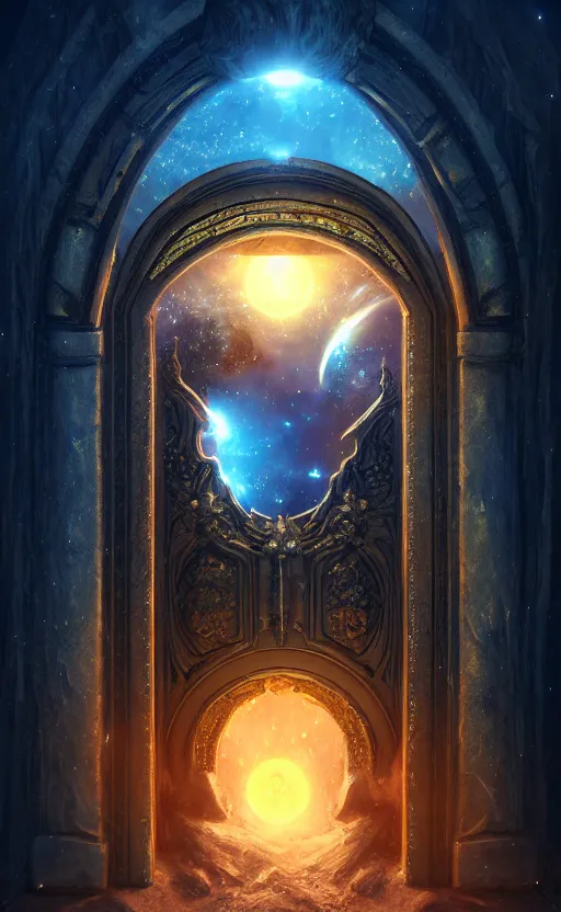 Prompt: a ornamental gate into stars a demon emerges from it, ornament, intarsia, portal, doorway, dynamic lighting, ambient lighting, atmospherical, photorealistic fantasy concept art, trending on art station, stunning visuals, creative, cinematic, ultra detailed