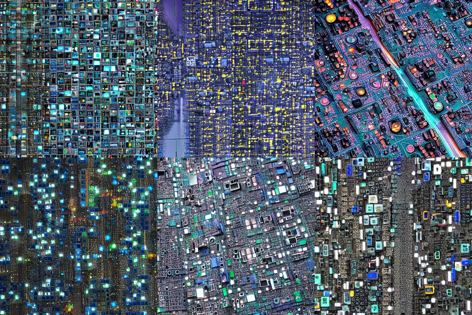 Prompt: A city that looks like a motherboard.