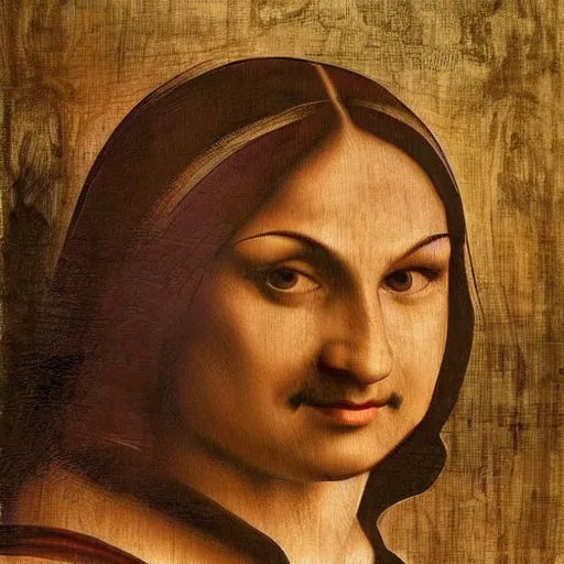 Image similar to a portrait of super - mario!!!!!! painting by da vinci in the style of ( ( ( ( mona lisa ) ) ) )