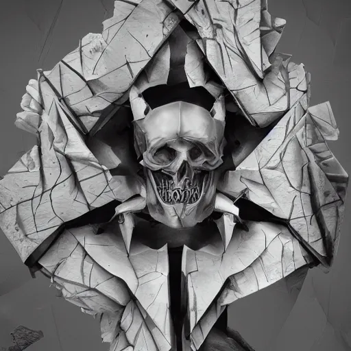 Image similar to triangles, thorns, skulls, origami, hyperprism, evil, high detail, 4 k