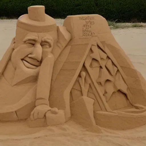 Prompt: sand sculpture of trump