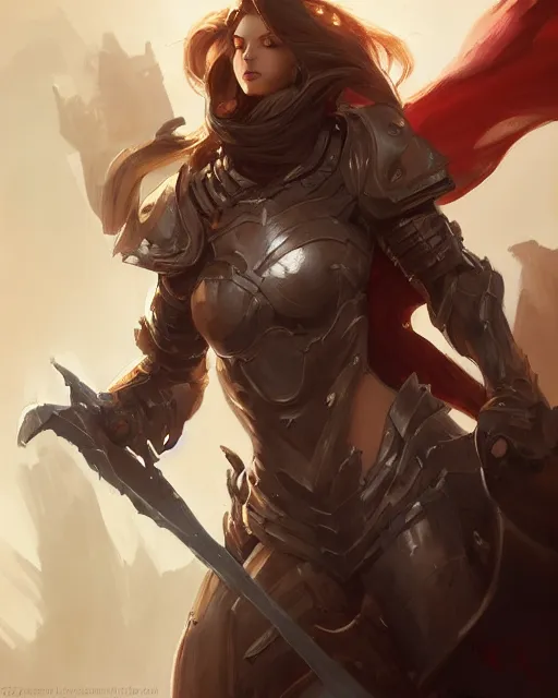 Image similar to a beautiful female paladin by Stanley Artgerm Lau, WLOP, Rossdraws, frank frazetta, Andrei Riabovitchev, Marc Simonetti, tranding on artstation