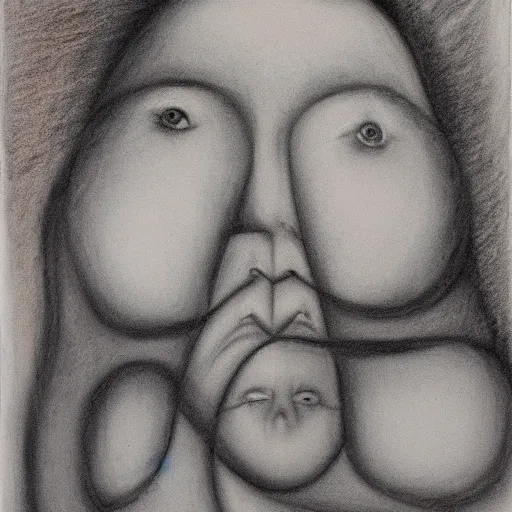 Image similar to Different stages of dementia through the eyes of the observer, charcoal-styled art, pastel overflow, abstract composition