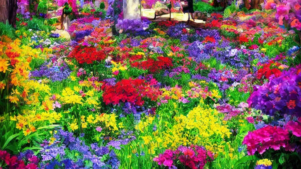 Prompt: colorful flowerbed, fantasy artwork, award winning, very very very very very very very beautiful scenery, artstation