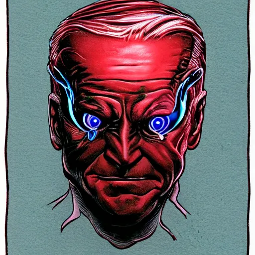 Prompt: joe biden. wrathful. science fantasy art. glowing red eyes.