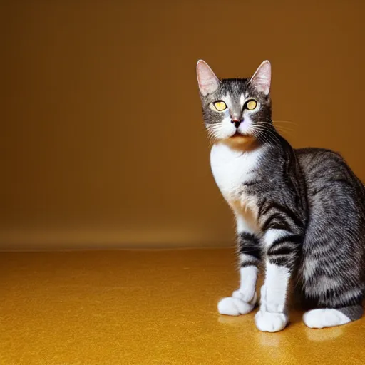 Prompt: cat standing on hind legs, wearing battle armor, glowing aura