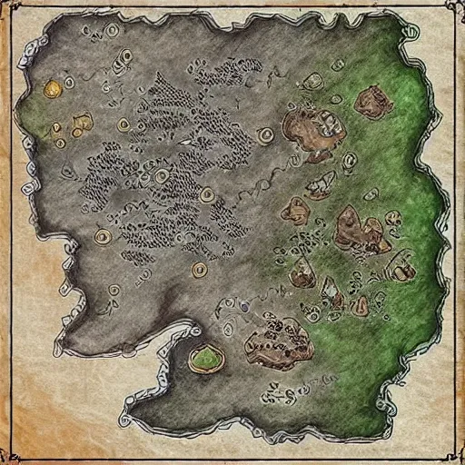 Image similar to D&D style fantasy map design, embellished detail