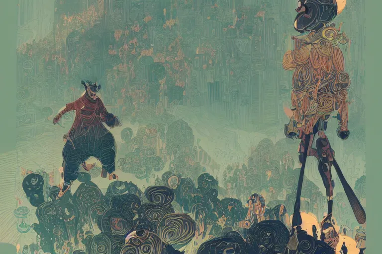 Prompt: man, concept art, fantasy illustration, by victo ngai and diego gisbert llorens