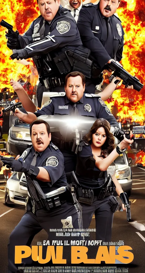 Image similar to movie poster for paul blart 3 : more mall more cop, action, thriller, directed by michael bay