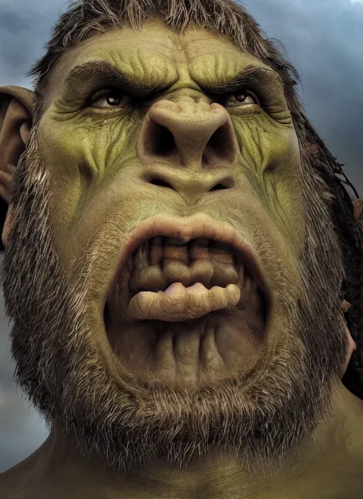 Image similar to portrait of a Giant Orc in the style of stefan kostic, flickr, realistic photo, sharp focus, 8k high definition, insanely detailed, intricate, elegant