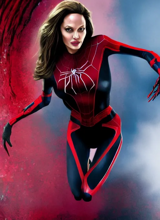 Prompt: angelina jolie as a spider - woman. highly detailed, 4 k