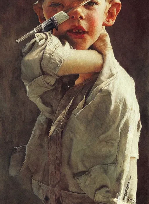 Image similar to high quality high detail painting by norman rockwell, hd, close up portrait, death, muted pastel colors, photorealistic lighting