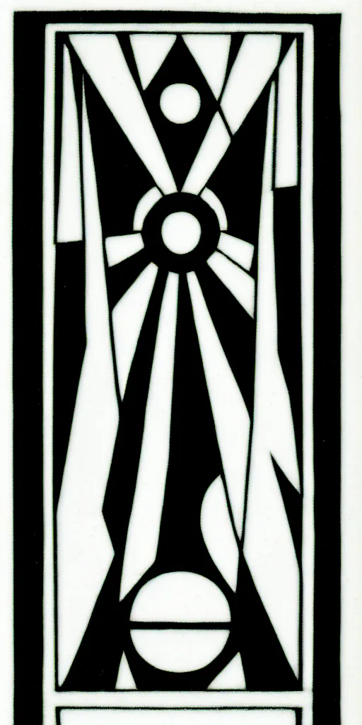 Prompt: geometric the empress tarot card by karl gerstner, minimal, black and white monochrome, bordered, centered, in frame, 8 k scan