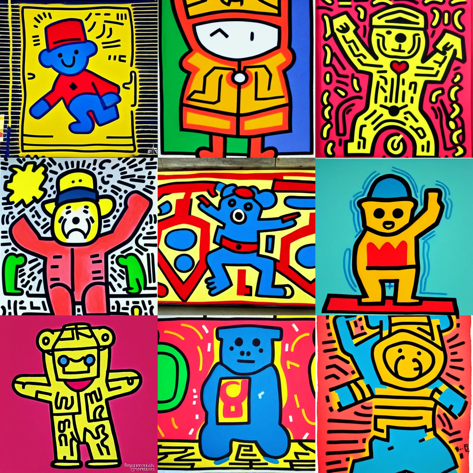 Prompt: paddington bear in the style of keith haring