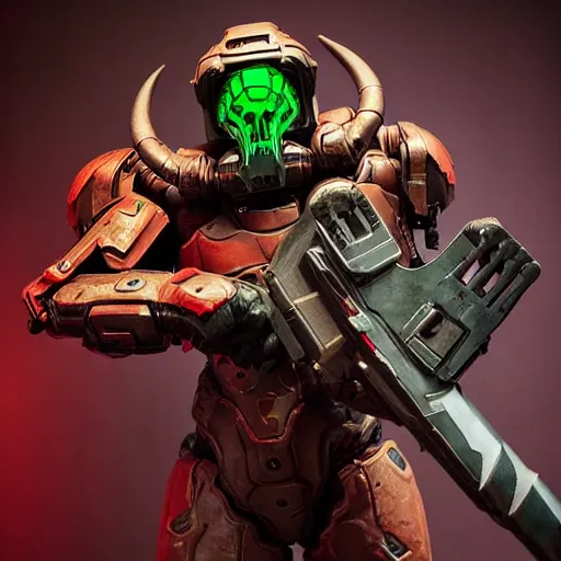 Image similar to doom slayer from doom eternal cosplay, photography, 9 0 s