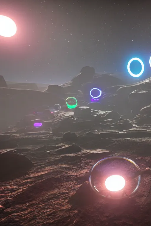 Image similar to glowing alien tech circles, unreal engine