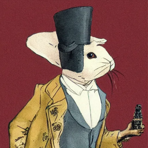 Image similar to a rabbit dressed as sherlock holmes, in the style of Carl larsson