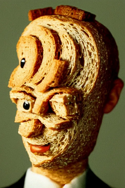 Image similar to film still of steve buscemi made out of bread in the royal tenenbaums, 4 k