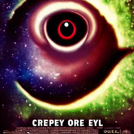 Prompt: creepy eyeball watching over the universe, movie poster,