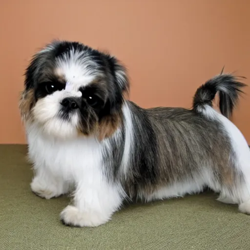 Image similar to a shih tzu, mixed with tabby cat