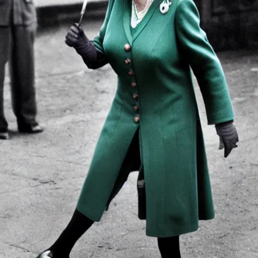 Prompt: queen elizabeth as the riddler